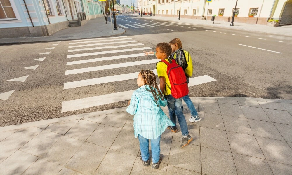 Set of Elements for Pedestrian Rules for Kids, Little Girls