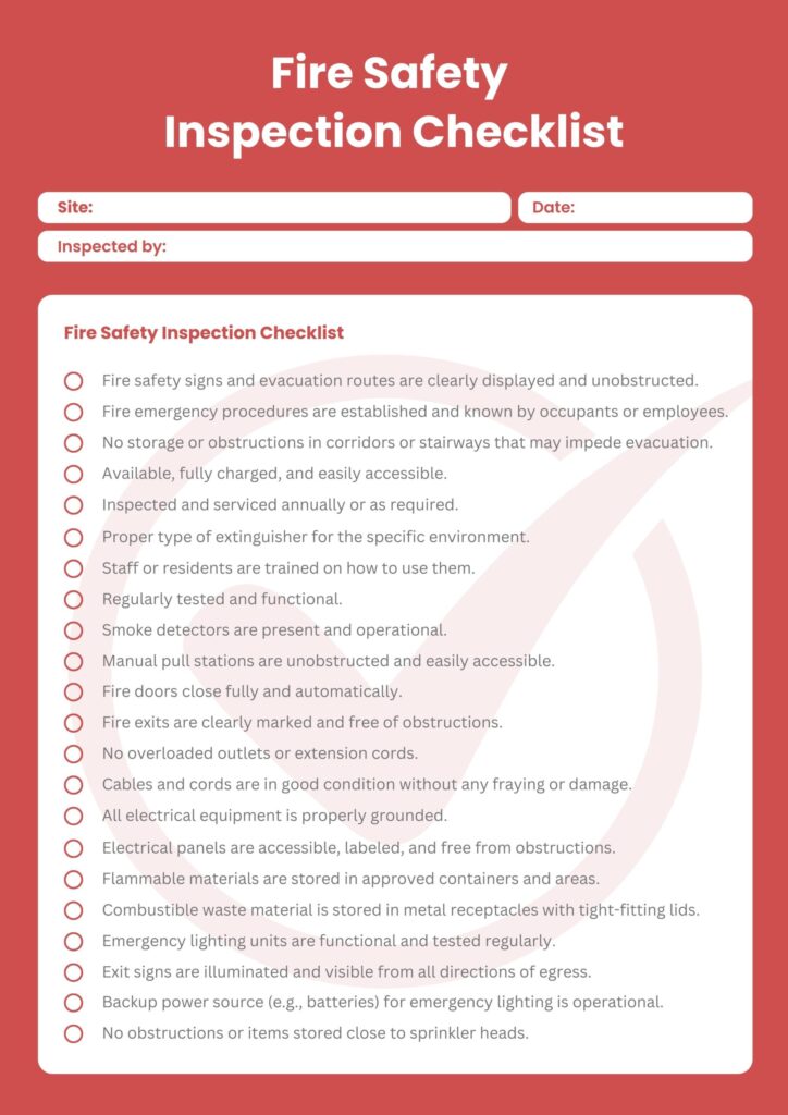 Fire Safety Inspection Checklist Template