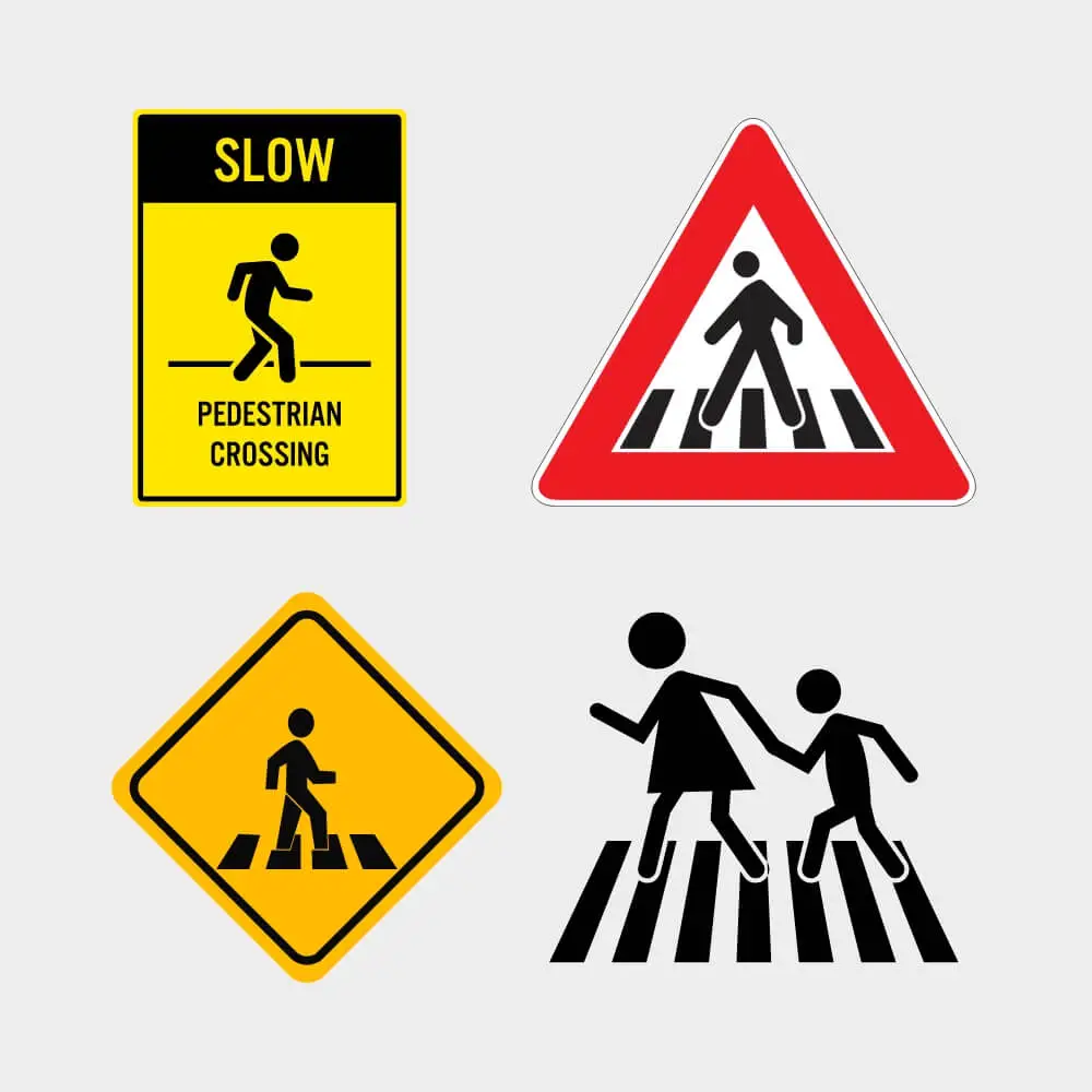 Traffic Regulation Rules And Tips Pedestrian Crossing Sign Group