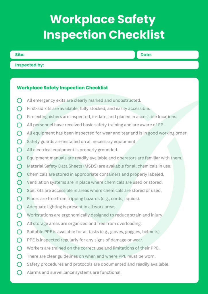 Workplace Safety Inspection Checklist Template