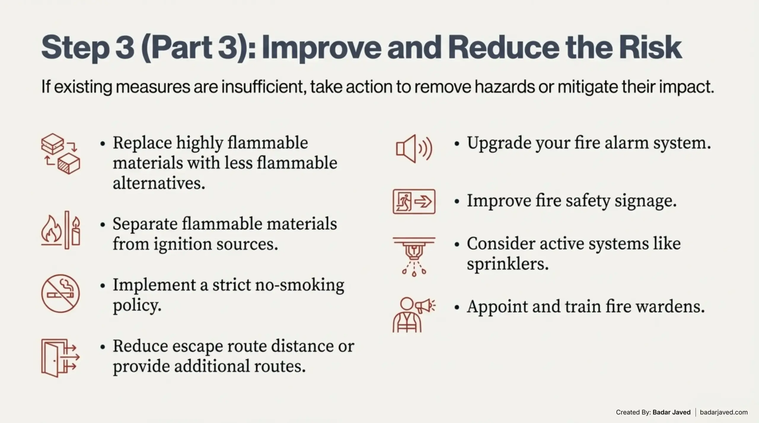 Determine the Action level and timeframe - Fire Risk Assessment