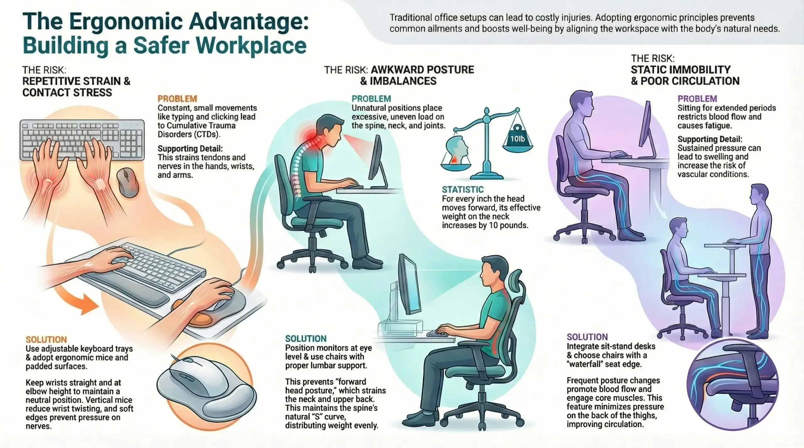 How Ergonomic Workstations Reduce the Risk of Workplace Injuries